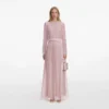 Pink Organza Lace Maxi Dress Pink Organza Lace Maxi Dress