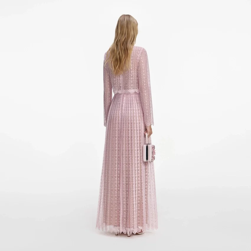 Pink Organza Lace Maxi Dress Pink Organza Lace Maxi Dress