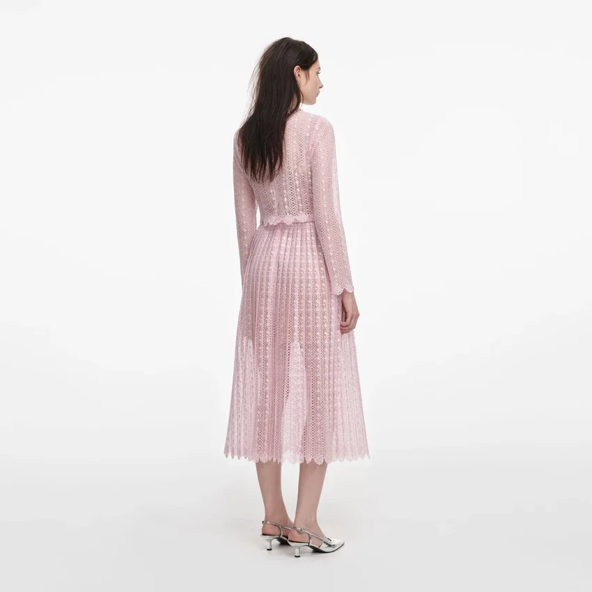 Pink Organza Lace Midi Dress Pink Organza Lace Midi Dress