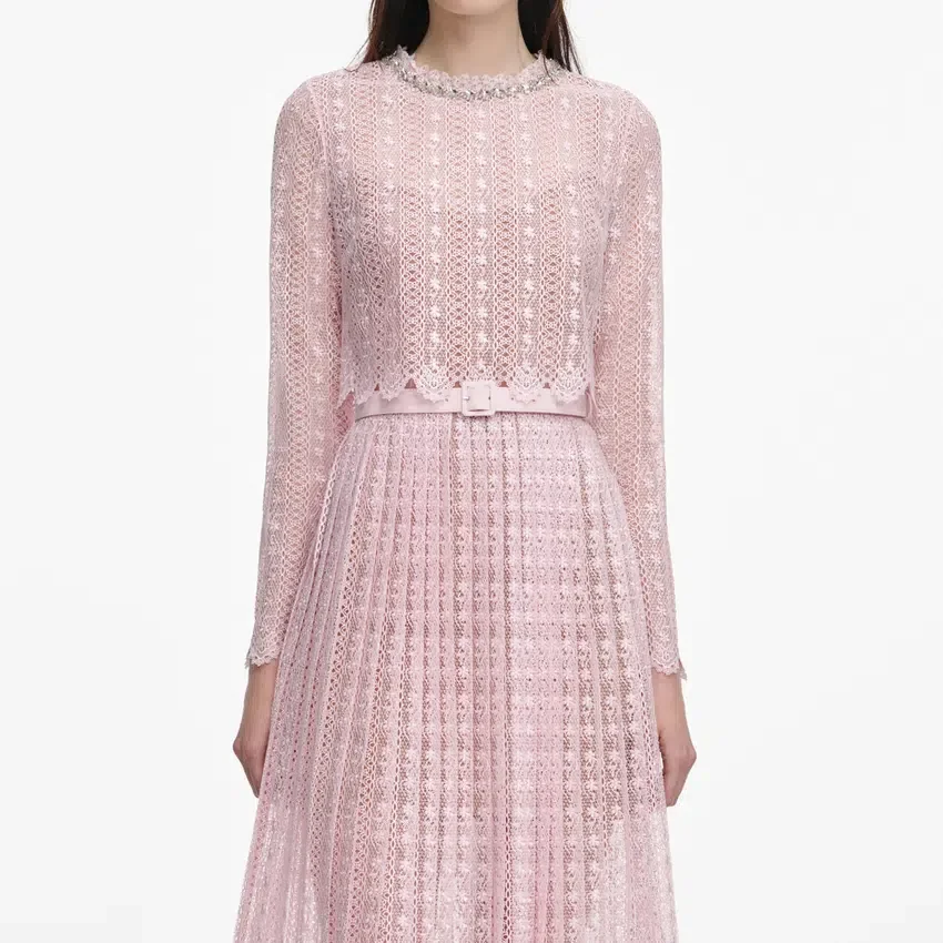 Pink Organza Lace Midi Dress Pink Organza Lace Midi Dress