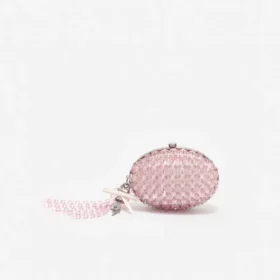 Pink Oval Crystal Chain Clutch Bag Pink Oval Crystal Chain Clutch Bag