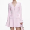 Pink Pearl Trim Knit Mini Dress Pink Pearl Trim Knit Mini Dress