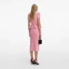 Pink Peplum Knit Midi Dress Pink Peplum Knit Midi Dress
