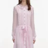 Pink Pleated Georgette Midi Dress Pink Pleated Georgette Midi Dress