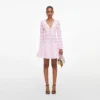 Pink Pointelle Diamante Knit Mini Dress Pink Pointelle Diamante Knit Mini Dress