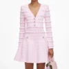 Pink Pointelle Diamante Knit Mini Dress Pink Pointelle Diamante Knit Mini Dress