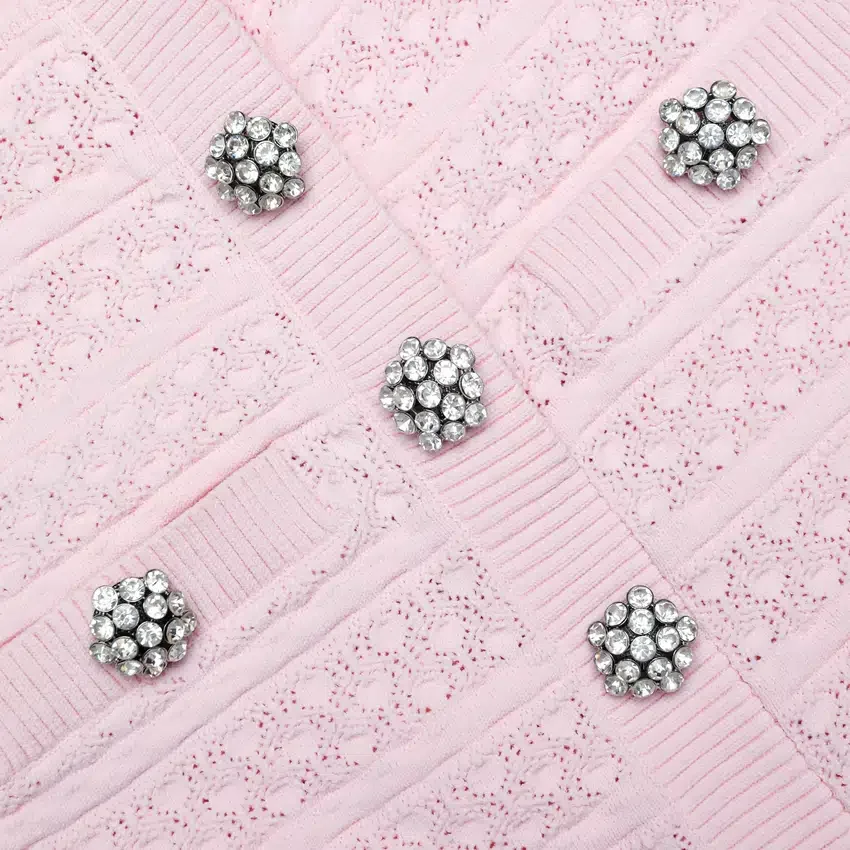 Pink Pointelle Diamante Knit Mini Dress Pink Pointelle Diamante Knit Mini Dress