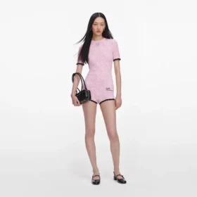 Pink Pointelle Knit Playsuit