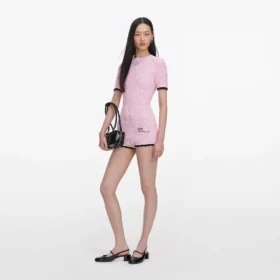 Pink Pointelle Knit Playsuit