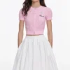 Pink Pointelle Knit Top