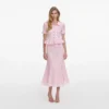 Pink Pointelle Peplum Knit Midi Dress Pink Pointelle Peplum Knit Midi Dress