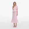 Pink Pointelle Peplum Knit Midi Dress Pink Pointelle Peplum Knit Midi Dress