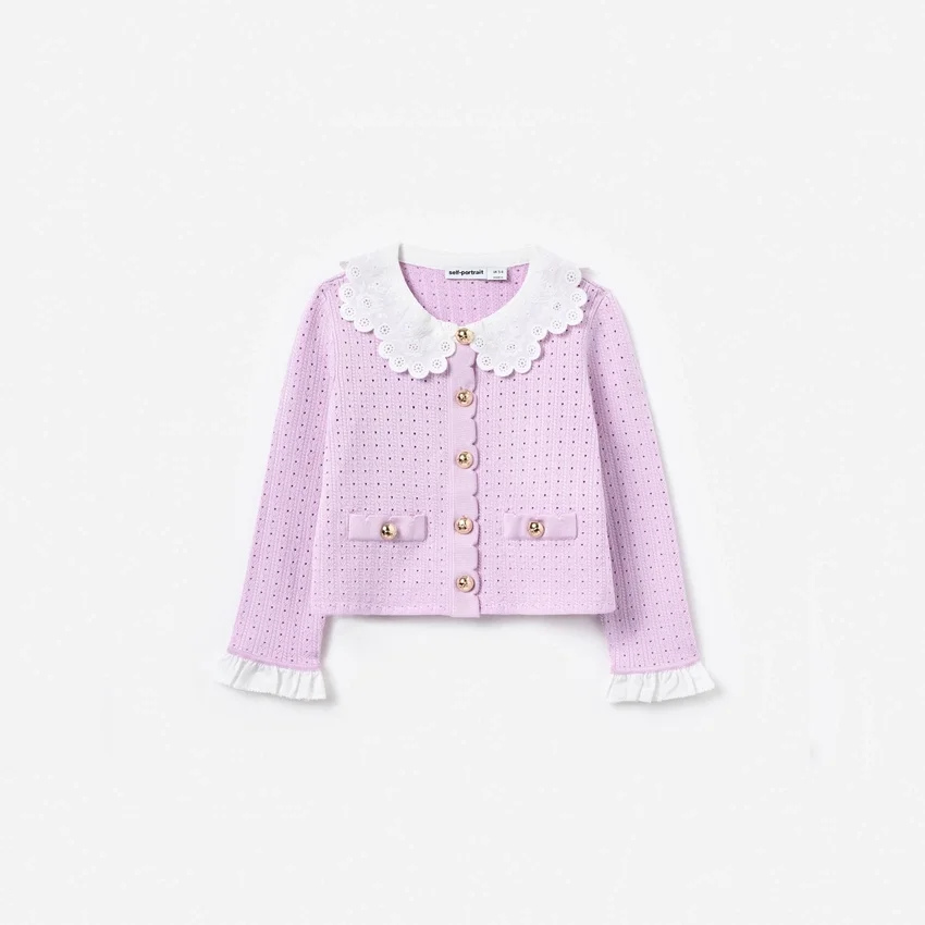 Pink Pointelle Ribbed Knit Cardigan Pink Pointelle Ribbed Knit Cardigan