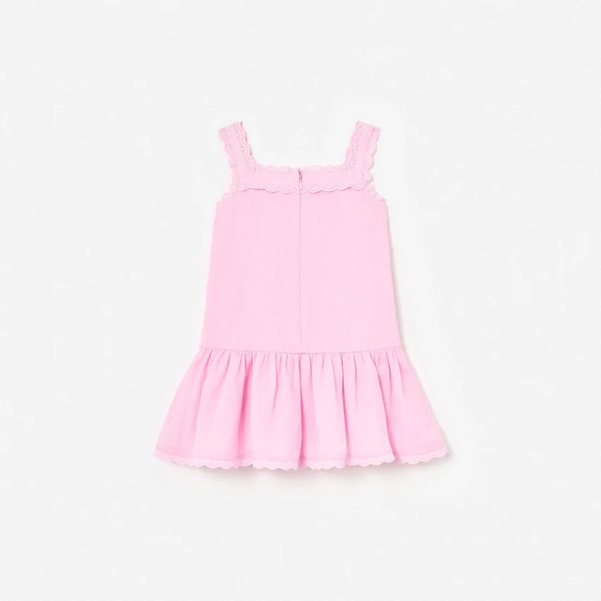 Pink Ramie Flower Embroidered Dress Pink Ramie Flower Embroidered Dress