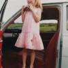 Pink Ramie Flower Embroidered Dress Pink Ramie Flower Embroidered Dress