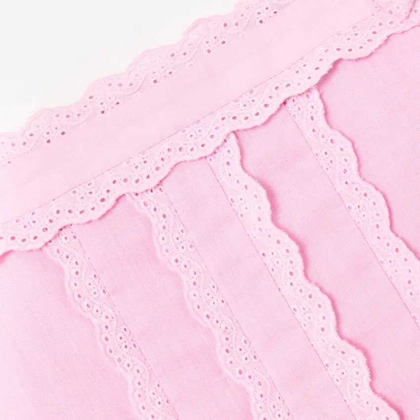 Pink Ramie Flower Embroidered Dress Pink Ramie Flower Embroidered Dress
