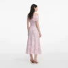 Pink Rhinestone Lace Asymmetric Midi Dress Pink Rhinestone Lace Asymmetric Midi Dress