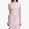 Pink Rhinestone Lace Asymmetric Midi Dress Pink Rhinestone Lace Asymmetric Midi Dress