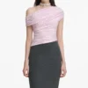 Pink Rhinestone Lace Drape Top Pink Rhinestone Lace Drape Top