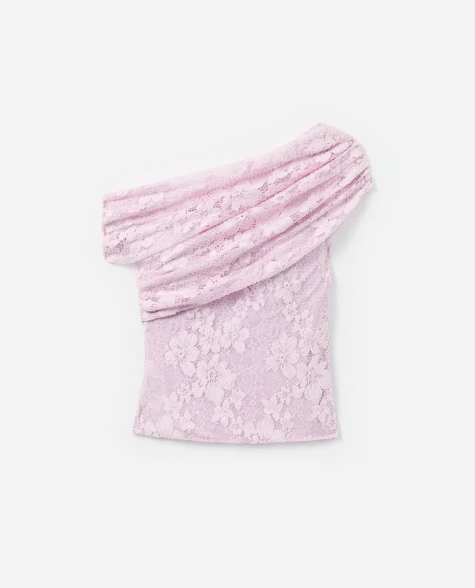 Pink Rhinestone Lace Drape Top Pink Rhinestone Lace Drape Top