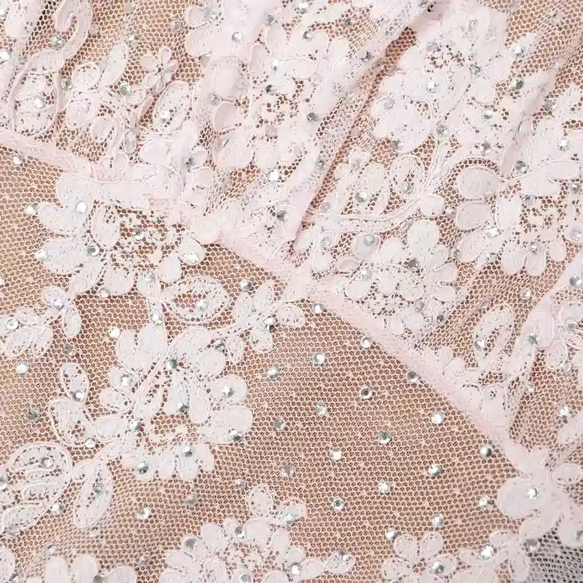 Pink Rhinestone Lace Midi Dress Pink Rhinestone Lace Midi Dress