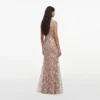 Pink Rhinestone Sequin Mesh Maxi Dress Pink Rhinestone Sequin Mesh Maxi Dress