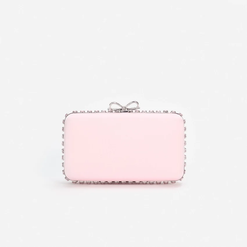 Pink Satin Crystal Clutch Bag Pink Satin Crystal Clutch Bag