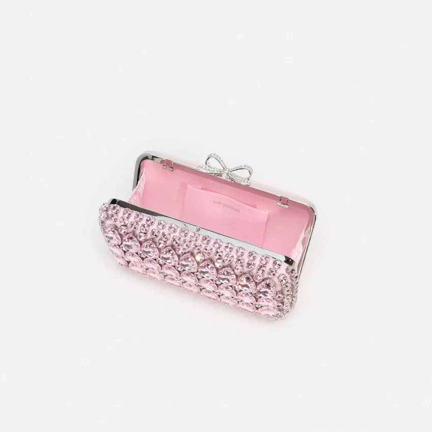 Pink Satin Crystal Clutch Bag Pink Satin Crystal Clutch Bag