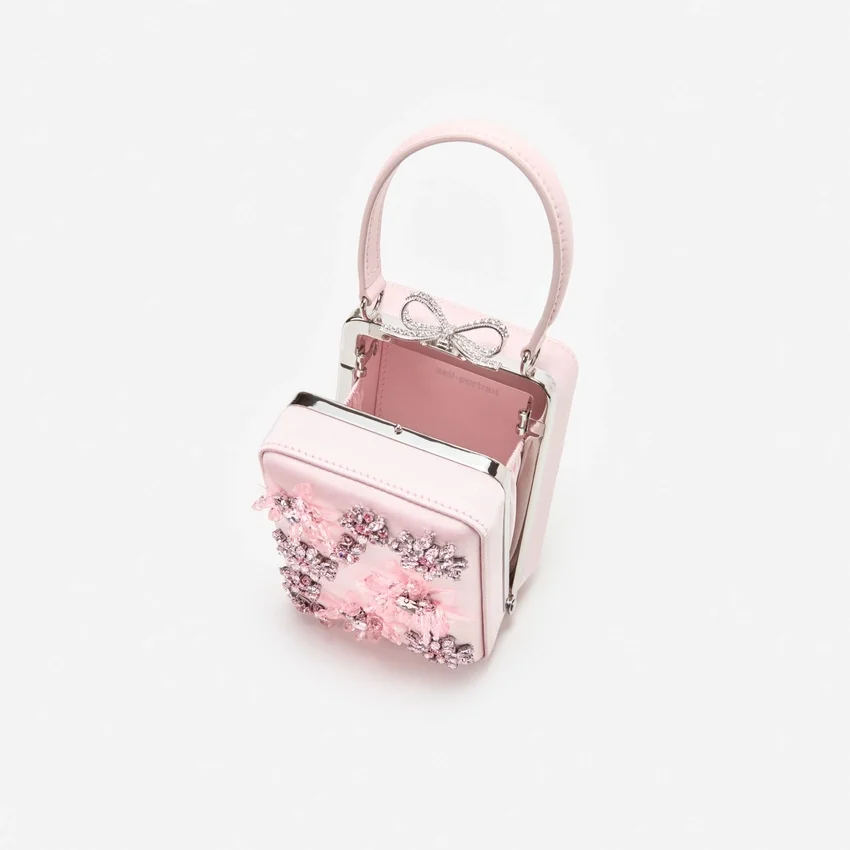 Pink Satin Floral Beaded Micro Bag Pink Satin Floral Beaded Micro Bag
