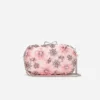 Pink Satin Floral Crystal Clutch Pink Satin Floral Crystal Clutch