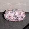 Pink Satin Floral Crystal Clutch Pink Satin Floral Crystal Clutch