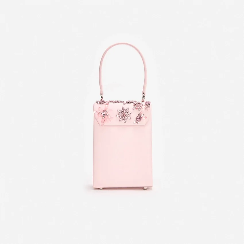Pink Satin Floral Crystal Mini Bag Pink Satin Floral Crystal Mini Bag