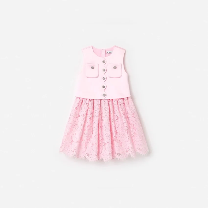 Pink Satin Lace Dress Pink Satin Lace Dress