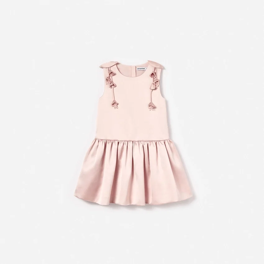 Pink Satin Sleeveless Flower Dress Pink Satin Sleeveless Flower Dress