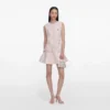 Pink Sequin Boucle Belted Mini Dress Pink Sequin Boucle Belted Mini Dress
