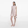 Pink Sequin Boucle Belted Mini Dress Pink Sequin Boucle Belted Mini Dress