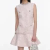 Pink Sequin Boucle Belted Mini Dress Pink Sequin Boucle Belted Mini Dress