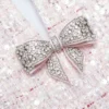 Pink Sequin Boucle Bow Mini Dress Pink Sequin Boucle Bow Mini Dress