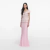 Pink Sequin Boucle Maxi Dress Pink Sequin Boucle Maxi Dress