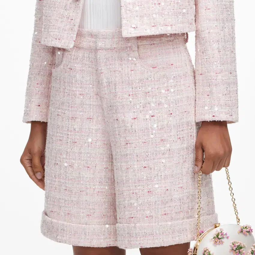 Pink Sequin Boucle Shorts Pink Sequin Boucle Shorts