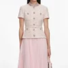 Pink Sequin Boucle Tailored Midi Dress Pink Sequin Boucle Tailored Midi Dress