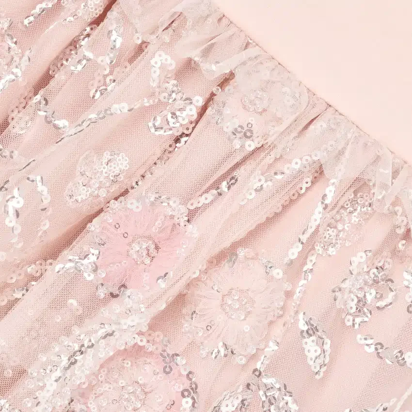 Pink Sequin Embellished Tiered Dress Pink Sequin Embellished Tiered Dress