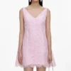 Pink Sequin Lace Cape Mini Dress Pink Sequin Lace Cape Mini Dress