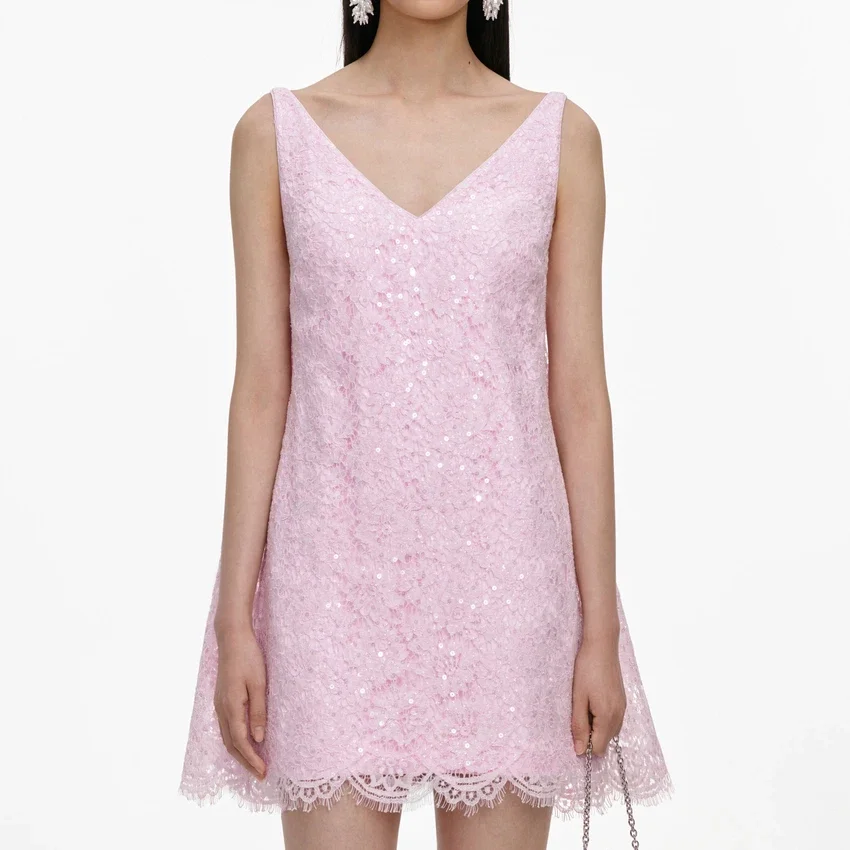 Pink Sequin Lace Cape Mini Dress Pink Sequin Lace Cape Mini Dress