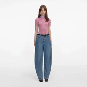 Pink Short Sleeve Viscose Knit Top