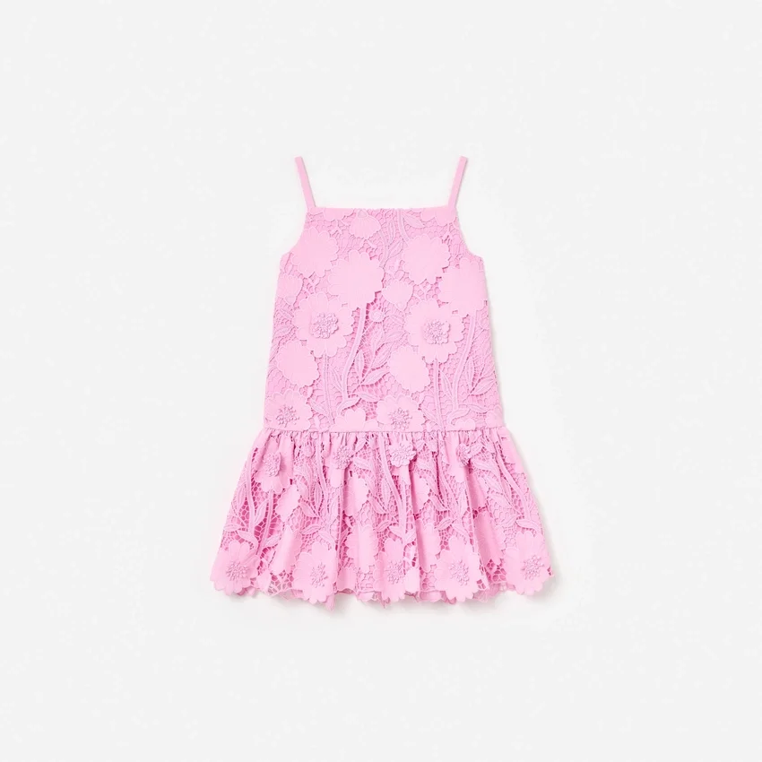 Pink Sleeveless Flower Lace Dress Pink Sleeveless Flower Lace Dress