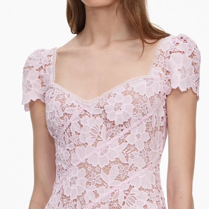 Pink Spiral Lace Midi Dress Pink Spiral Lace Midi Dress