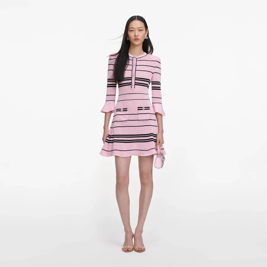 Pink Stripe Knit Mini Dress Pink Stripe Knit Mini Dress