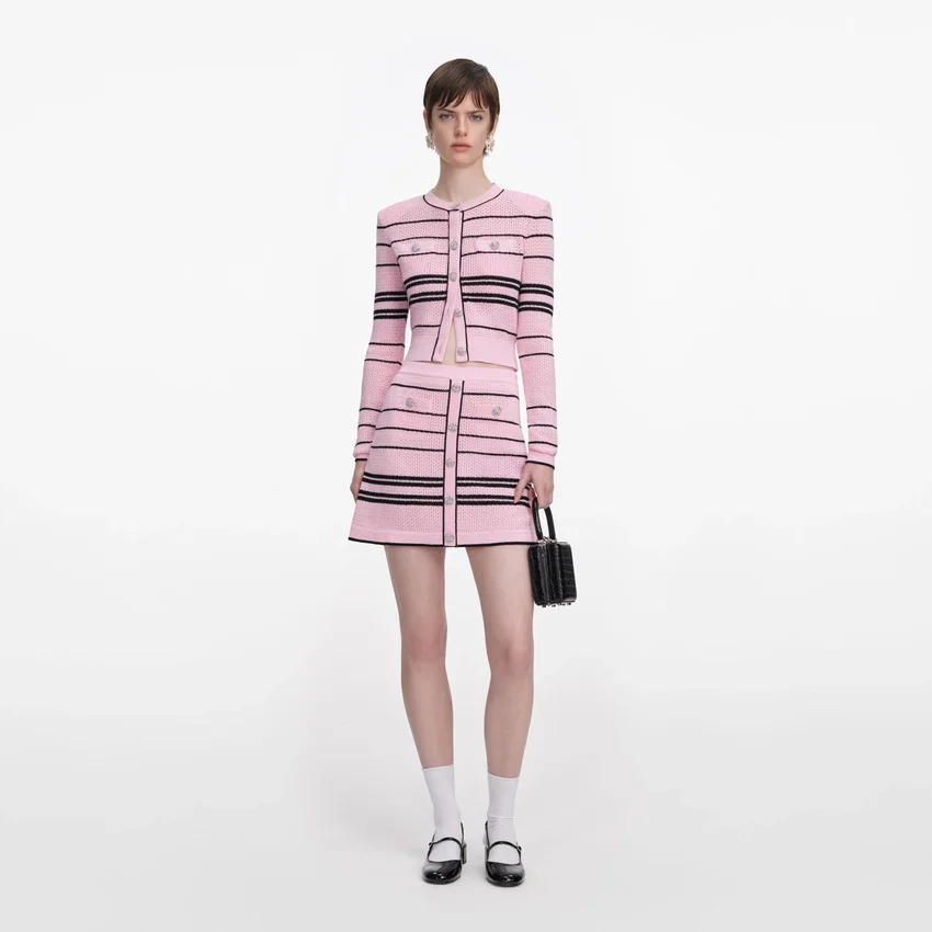 Pink Stripe Knit Mini Skirt Pink Stripe Knit Mini Skirt