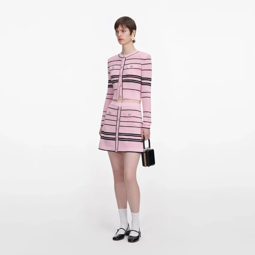 Pink Stripe Knit Mini Skirt Pink Stripe Knit Mini Skirt